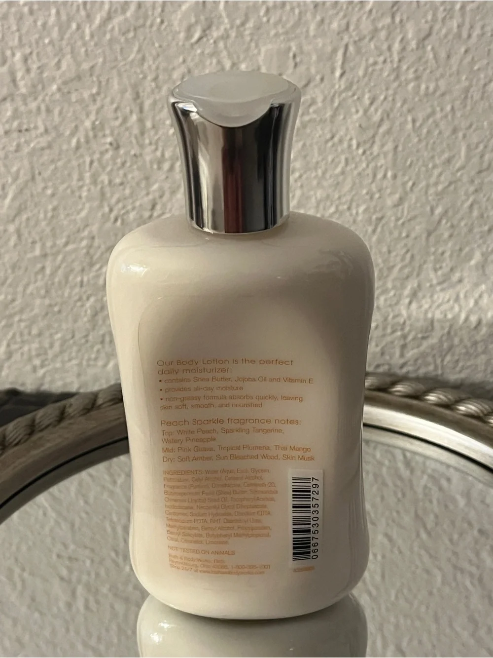 Bath & Body Works Peach Sparkle Body Lotion - Peach & Silver Accents